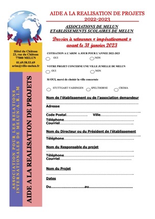 DOSSIER DEMANDE AIDE